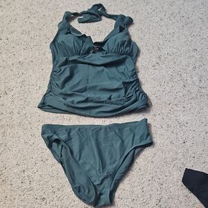 Teal Halter Neck Women's Swimsuit